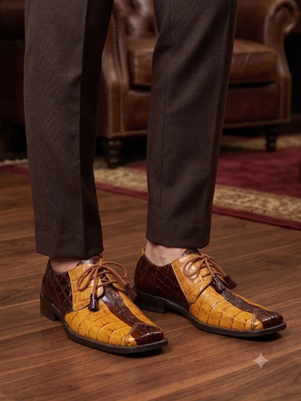 Giorgio Brutini Private Collection Alligator Embossed Leather Oxfords - 8M